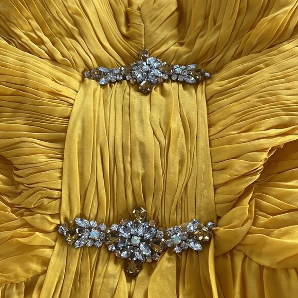 Interlude Couture Collection Silk Yellow Dress Size 8 - Picture 14 of 14